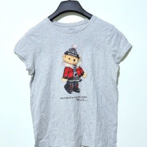 Polo Ralph Lauren Girls XL 16 Polo Bear Gray T-Shirt Ski Winter Bear Graphic Tee
